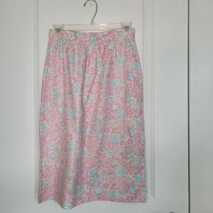 Pencil Skirt Floral Secretary Geek Pink Union Made in USA Women's Vintage Size 8